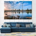 thumbnail image 3 of TISHIRON 3PCS Framed Canvas Wall Art Set,60"x40" Long Beach Harbor Cityscape Canvas Art Decor, 3 of 7