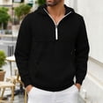 thumbnail image 3 of MHFRRA Sudadera con Capucha, Cuello Alto, Media Cremallera y Forro, Manga Larga, Térmica, Cálida, Deportiva, para Exteriores, Informal, Ajuste Cómodo Negro, 3 of 8