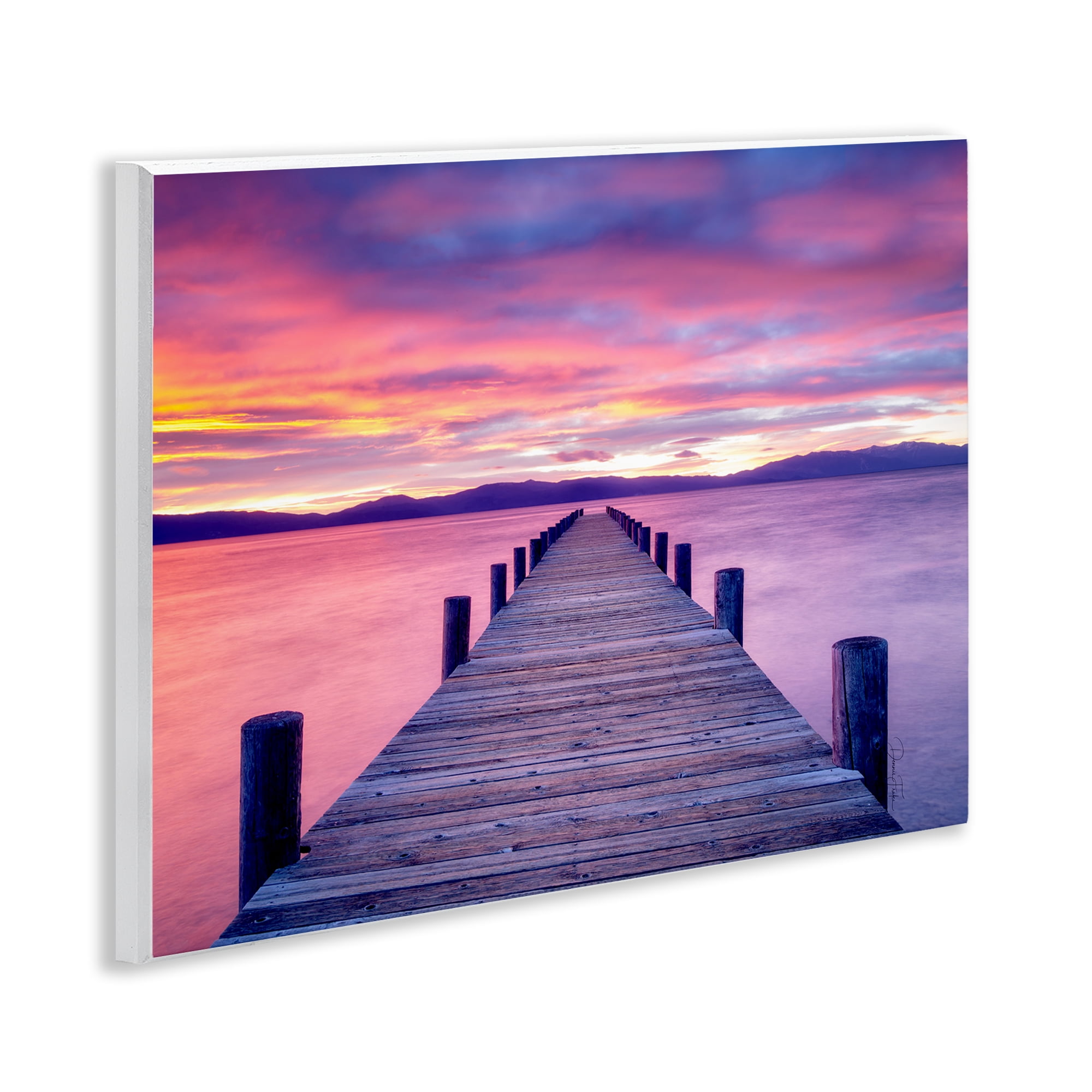 Stupell Industries Purple Sunset Dock Landscape Photography Unframed Art Print Wall Art, 14 x 11