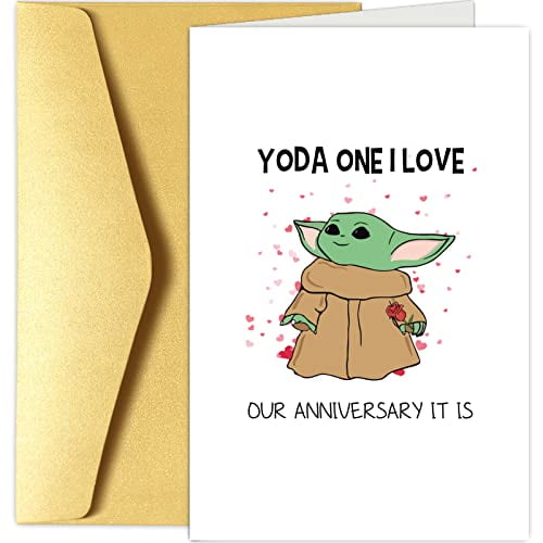Cute Yoda Anniversary Card, Baby Yoda Wedding Anniversary Card for Husband  Wife, Star Wars Card, The Mandalorian Card - Walmart.com