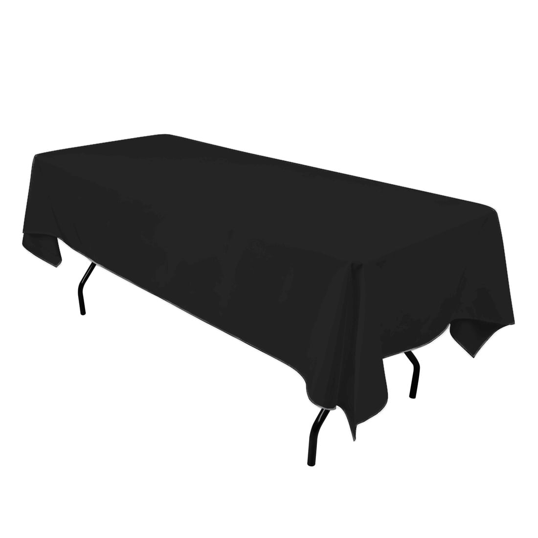 LinenTablecloth 6 ft Fitted Polyester Tablecloth Black 6FTTD-010111