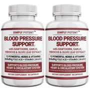 Simply Potents Natural Blood Pressure Support Supplement with Vitamins and Herbs, 180 Count