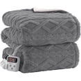 thumbnail image 1 of Bingirl 84x90 Inch California Queen Size Machine - Washable Dual - Control Electric Blanket: Premium Thick Tufted Sherpa, Enhanced Heating System, Gray, 1 of 9