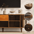 thumbnail image 7 of Doyolan Mid-Century Modern TV Stand for TVs up to 70”, Wood TV Console with LED Light,Power Outlet and Storage, Curved Edge Television Stand, Entertainment Center for Living Room Bedroom,Walnut, 7 of 7