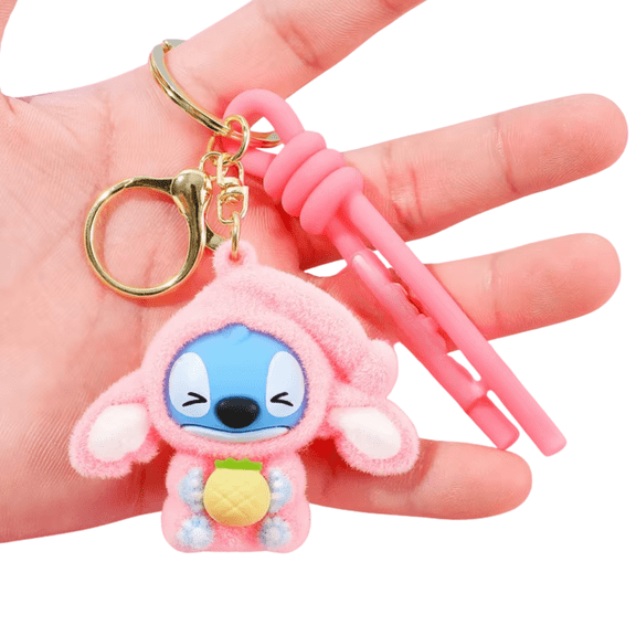 Cute Orange Alien Plush Keychain with Fluffy Heart Charm – Soft Cartoon Character Bag Charm, Backpack Accessory, Gift for Girls & Kids (Pack of 1)