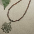 thumbnail image 2 of Antique Gold Patina Vintage Style Lotus Flower Pendant and Wood Beaded Necklace-18, 2 of 4