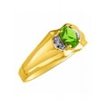 thumbnail image 3 of RYLOS Mens Rings 14K Yellow Gold Classic Design 7X5MM Oval Gemstone & Diamond  Peridot August Birthstone Ring Size 13, 3 of 7