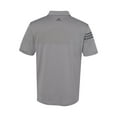 thumbnail image 3 of Adidas - Heathered 3-Stripes Colorblocked Polo - A213 - Grey Three - Size: S, 3 of 3