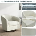 thumbnail image 3 of UIXE Swivel Barrel Accent Chair, Modern Round Linen Arm Chair for Living Room, Bedroom, Comfy Club Reading Chairs, Beige, 3 of 6