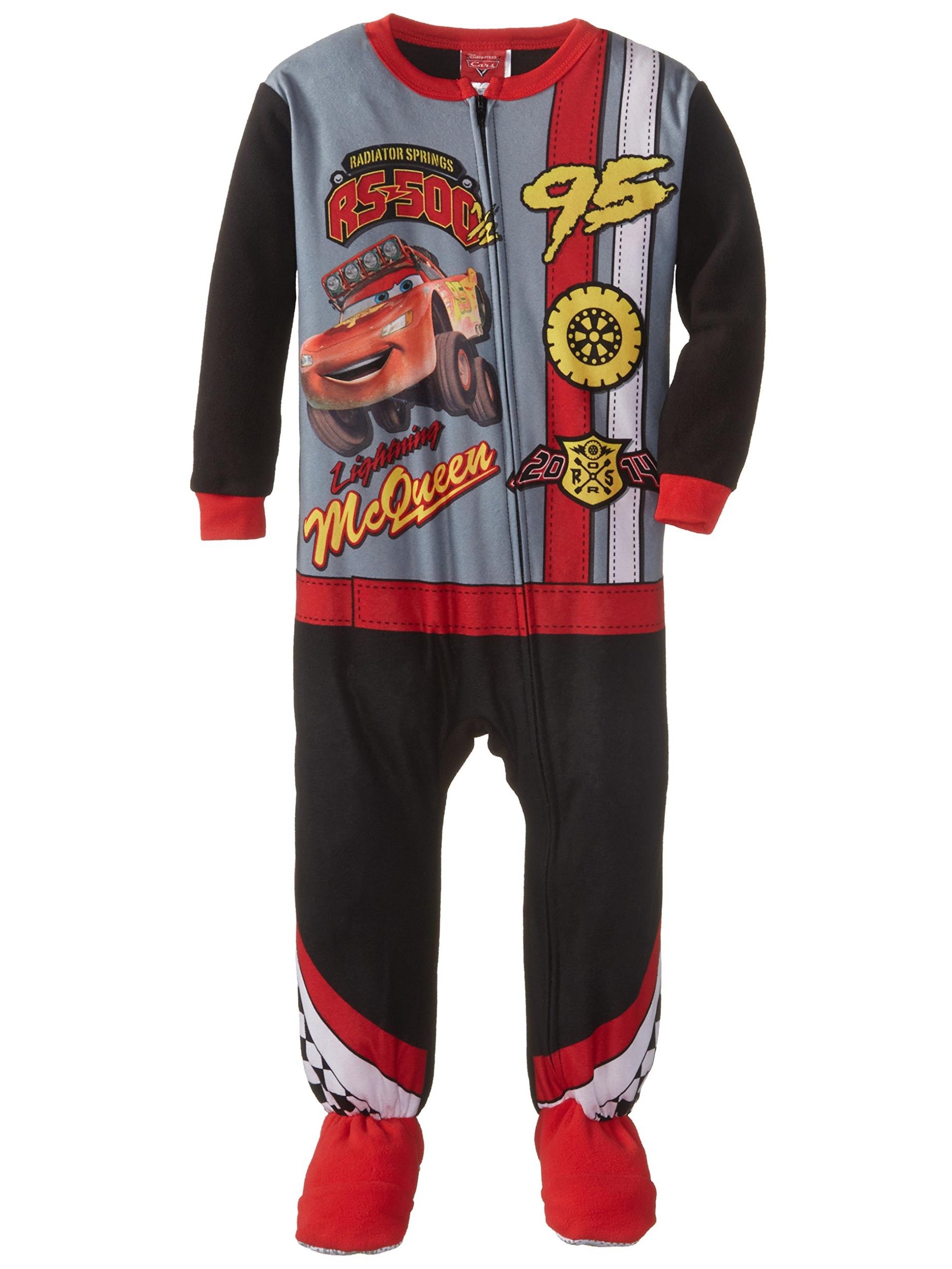 Cars Little Boys' Toddler Footed Blanket Sleeper, Black, Size 4T