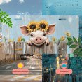thumbnail image 5 of 1 Pcs 2D Flat License Plate Covers & Frames, Pig with Sunflowers For Decorative Front, Waterproof For Decoration Aluminum License Plate Covers & Frames Cover For Men Women, 12" X 6", 5 of 7