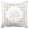 thumbnail image 1 of BOSDECO Linen Beige And White Greek Key Script Monogram Pillowcase Cushion Cover 18x18 inch, 1 of 1