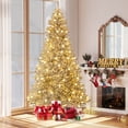 thumbnail image 2 of Patiojoy 8 FT Snow-flocked Artificial Christmas Tree Pre-lit Hinged Xmas Tree with 81 Sphere Lights, 2 of 9