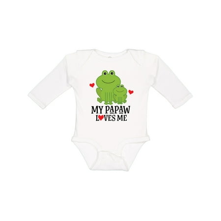 

Inktastic My Papaw Loves Me Grandson Frog Gift Baby Boy Long Sleeve Bodysuit