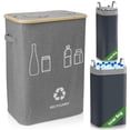 thumbnail image 1 of CMINAUS 140L Recycling Bin for Kitchen 37 Gal Recycle Bin with 2 Removeable and Reusable Inner Bag Large Recycling bin with lid for Bottle Can Glass Waste Plastice Sticker-Black, 1 of 8