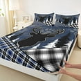 thumbnail image 4 of Feelyou Wildlife Reindeer Moose Twin Sheet Sets, Checkered Buffalo Plaid Twin Fitted Sheet, Navy Vintage Farmhouse Flat Sheet, Breathable Home Decor, 3-Piece, 4 of 8