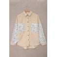 thumbnail image 4 of ABPHQTO Chaqueta camisera de mujer de pana con patchwork de leopardo abotonada, 4 of 5