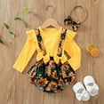 thumbnail image 1 of DPTALR Tenues pour Bébé Fille Fleurs Nœud Été Combinaison Trois Pièces, 1 of 9
