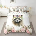 thumbnail image 2 of YST , Raton Laveur de Dessin Animé, Ensemble de Literie, Animal Mignon, 7 Pcs, Ours Gris, Très Grand Lit, 2 of 4