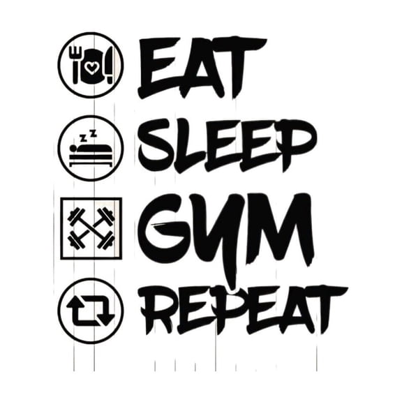 Vinyl Wall Decal Eat Sleep Gym Repeat Teenager Zone Play Room Stickers Mural Large Decor