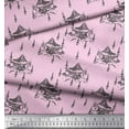 thumbnail image 3 of Soimoi Pink polyester Crepe Fabric Cedar Tree & Mountain Nature Fabric Prints By Yard 42 Inch Wide, 3 of 5
