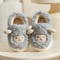 thumbnail image 4 of Slippers for Girls Cozy Winter Slippers for Kids Toddler Soft Plush Indoor Slippers Non with Cute Sheep Design Baby Slippers Grey 25, 4 of 6