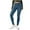 Blue, variant on vigerkar Women's High Waisted Cross-Over Jeggings Pants Stretchy Tummy Control Skinny Jean Leggings with Pockets Grey, L