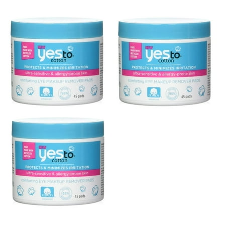 Yes To Cotton Protects and Minimizes Irriation for Ultra Sensitive and Allergy Prone Skin Comforting Eye Makeup Remover Pads, 45 Count (Pack of (Best Eye Makeup For Sensitive Skin)