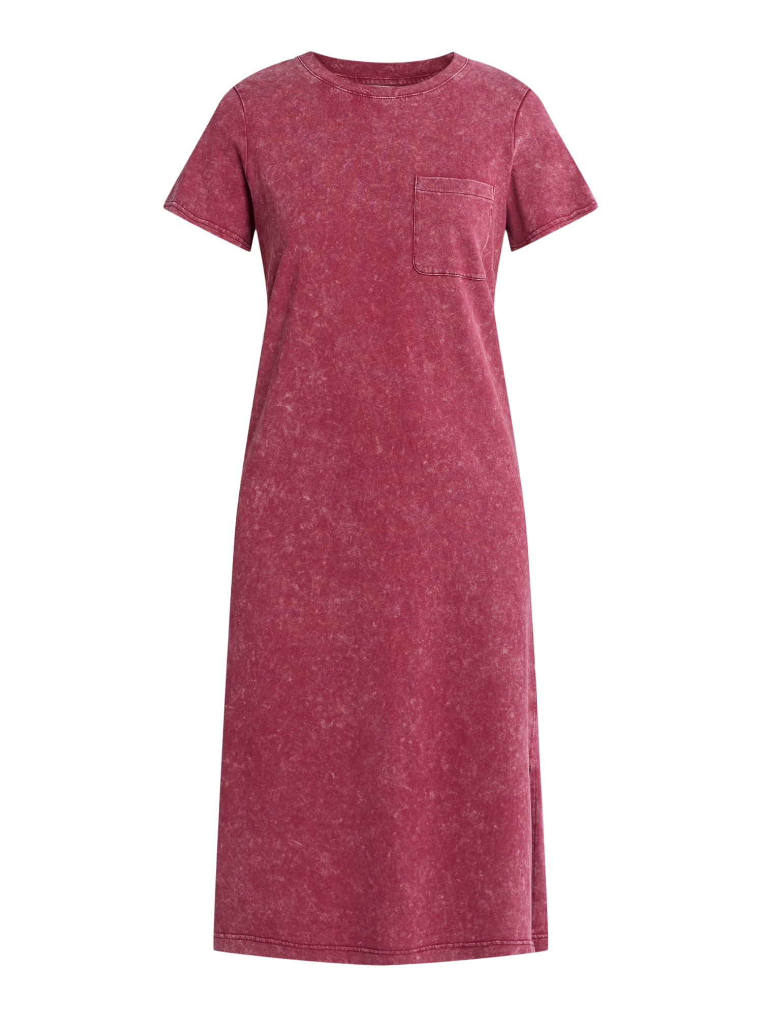 Time and Tru Women's Midi T-Shirt Dress with Short Sleeves, Sizes XS-XXXL