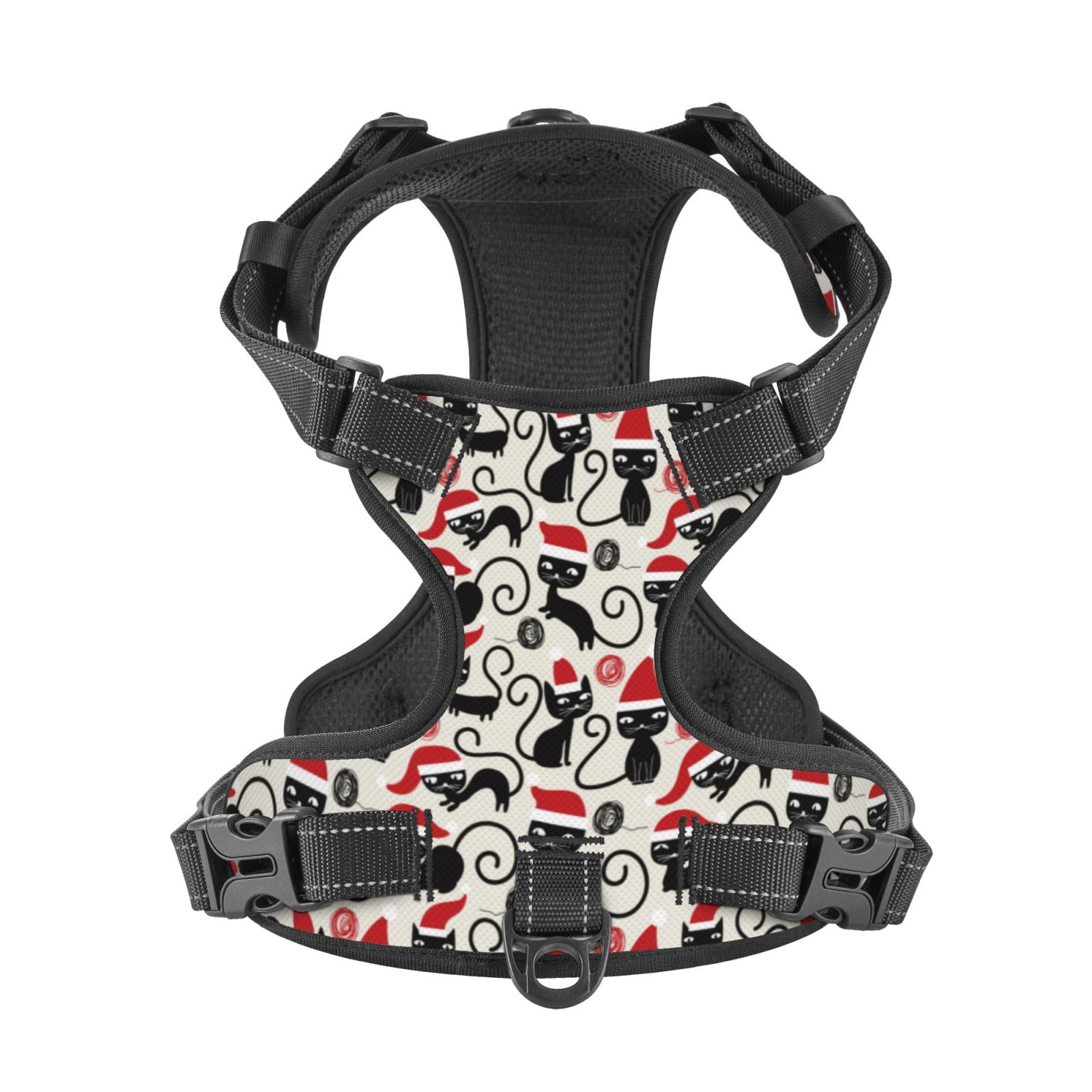 Kdxio Christmas Cat Print No Pull Dog Harness Adjustable Reflective Oxford Easy Control Medium Large Dog Harness for Training and Everyday-Medium