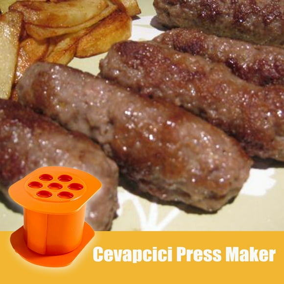 Noehoiugi Machine Manuelle à Saucisses, Fabricant de Hot-Dogs, Moules de Barbecue/grillage de Fête Non Collants pour Préparer Facilement de Délicieuses Saucisses Farcies, Presse-Lames de Viande (Orange)