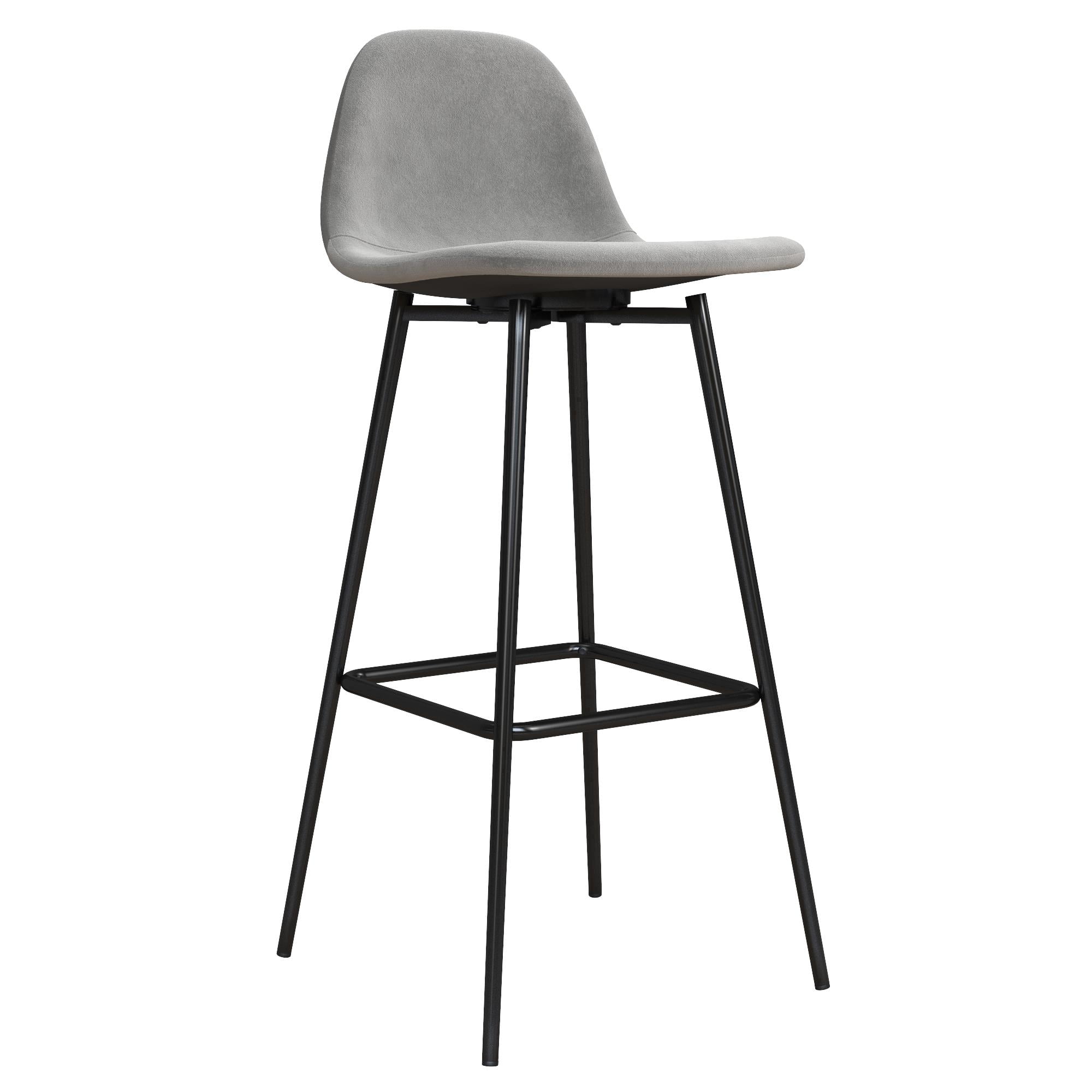 RealRooms Brandon Upholstered Bar Stool, Grey Velvet