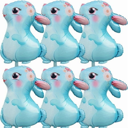 6pcs Bunny Balloons Rabbit Head Foil Balloons for Easter Themed Party Supplies Decorations