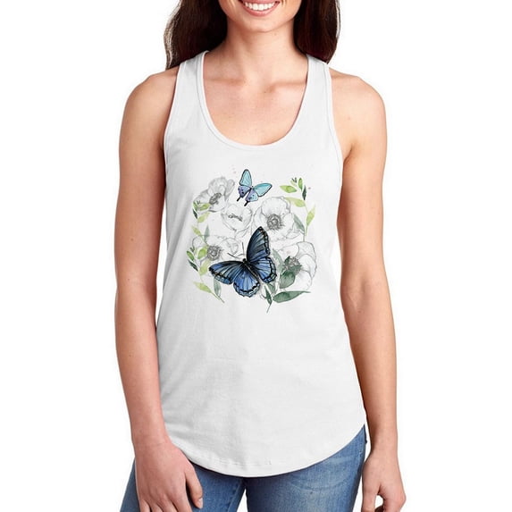 Butterflies Floral Art Racerback Tank Women -Jennifer Paxton Parker Designs, Female x-Large