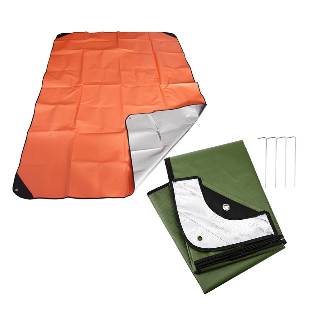 Outdoor Camping Survival Blanket Insulated Thermal Reflective Tarp 82.7X59.1Inch Orange