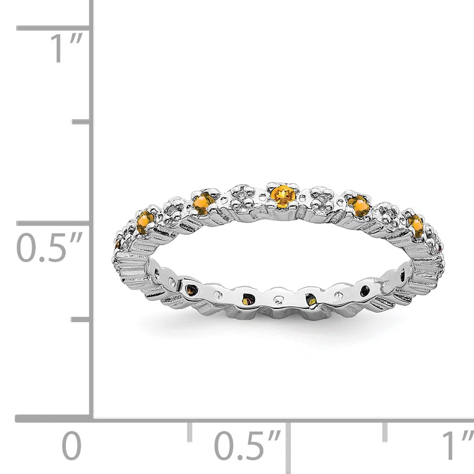 Sterling Silver Citrine & Diamond Ring