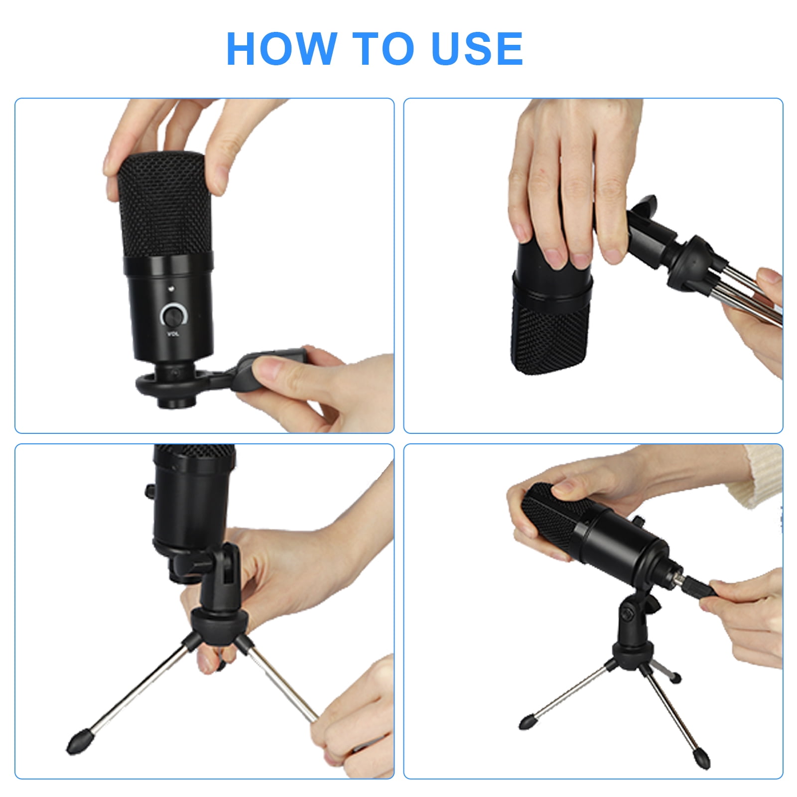 USB Microphone, USB Condenser Microphone with Noise Cancelling for Recording/Podcasting/Streaming/Gaming, Metal Recording Mic Compatible with Computer PC/MAC/iPhone/iPad/Android