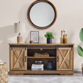 Amerlife TV Stand Sliding Barn Door Farmhouse Wood Entertainment Center