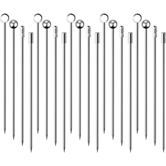 Cocktail Picks Stick, 20Pcs Stainless Steel Martini Picks, Reusable Metal Cocktail Skewers Olives Appetizers Bloody Mary Brandied