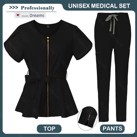 Women Scrubs Set Zipper Collar Beauty Clothes High Quality Anti Wrinkle Medical Uniforms Soft Comfortable Fashion Nurse Workwear