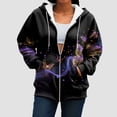 thumbnail image 5 of COMVALUE Womens Zip Up Hoodies Boho Floral Long Sleeve Sweatshirts Casual Graphic Y2K Hoodie Fall Hooded Jacket with Pockets (Purple, 3XL), 5 of 7