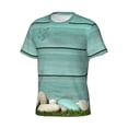 thumbnail image 3 of Yiaed Wood Grain Print Mens Short Sleeve Tight Fit T-Shirt, Crewneck Casual Tee-Large, 3 of 5