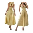 thumbnail image 2 of Prom Dress for Women Embroidery Satin Evening Party Gown A Line Corset Cocktail Dress Yellow L, 2 of 7