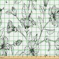 thumbnail image 2 of Ambesonne Hibiscus Fabric by the Yard Upholstery, Monochrome Floral Blossom, 3 Yards, Black Charcoal Grey and White, 2 of 5