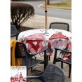 thumbnail image 4 of Outdoor Tablecloth with Umbrella Hole and Zipper, Valentines Gnomes Square Table Cloth 60x60 Inch Waterproof Tablecloth, Eucalyptus Pink Red Love Heart Picnic Table Cover for Patio Camping, 4 of 7