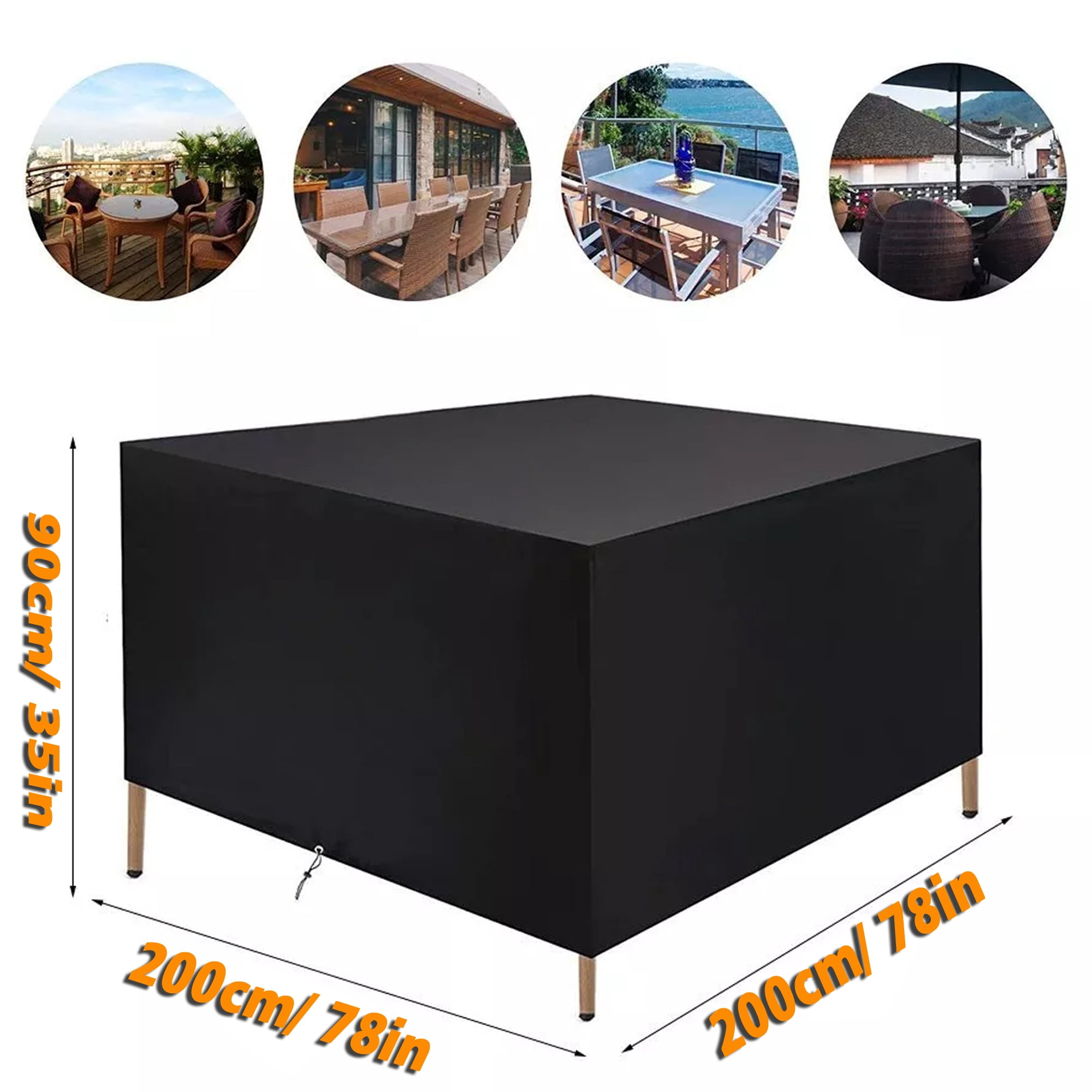 SHELTUSE Square Patio Furniture Covers, Waterproof Outdoor Square Furniture Covers, Tear-Resistant, Windproof Outdoor Cover for Garden, 78 L x 78 W x 35 H Inche Black