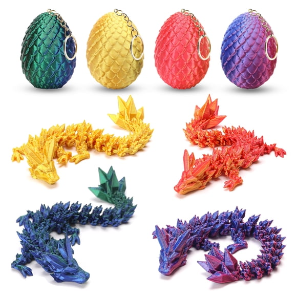 Set de 4 llaveros juguete de huevos de dragón impresos en 3D RCARQMU