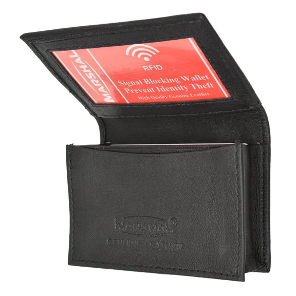Marshal RFID Blocking Mens Leather Expandable Business Card Case Wallet