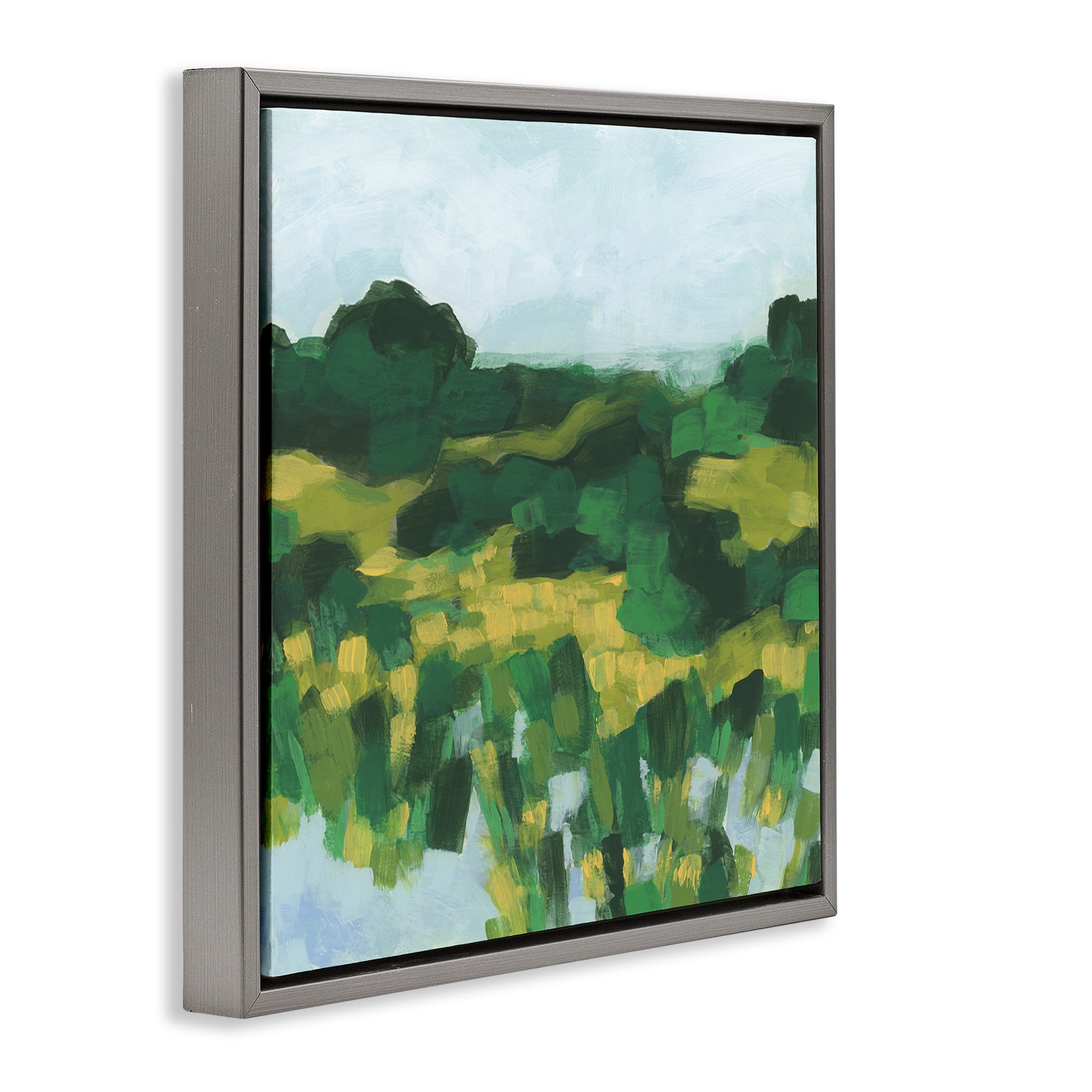 Stupell Industries Abstract Lush Greenery Landscape & Nature Painting Gray Floater Framed Canvas Art Print Wall Art, 25 x 25