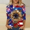 thumbnail image 2 of GERsome 4th of July 3/4 Sleeve Womens Tops Casual Loose Fit Crewneck T Shirts American Flag Patriotic Tee Shirts S-3XL, 2 of 5